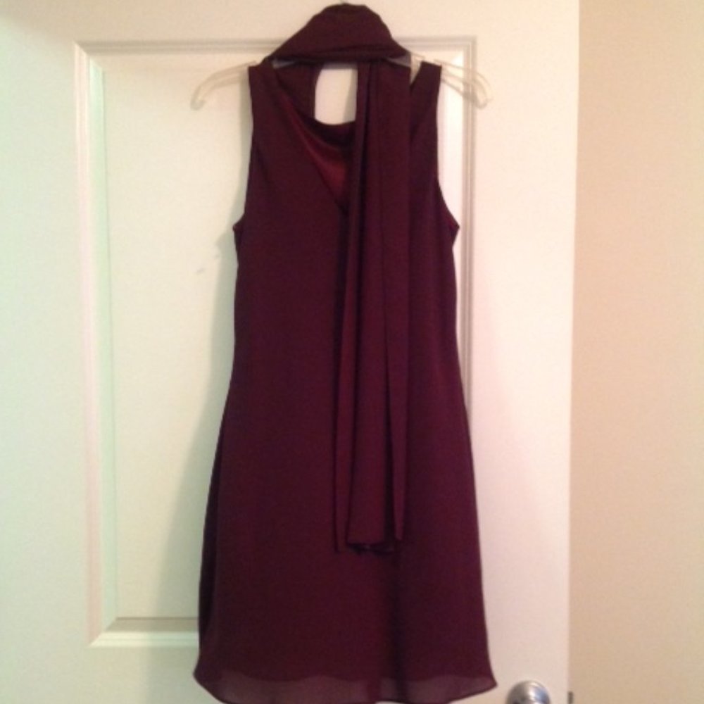 BURGANDY JUNIOR'S CHIFFON DRESS W/MATCHING SCARF